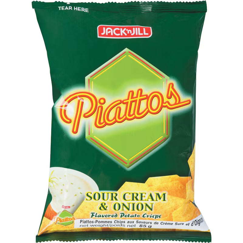 Jack 'n Jill Piattos Sour Cream & Onion Flavored Potato Crisps (85g)